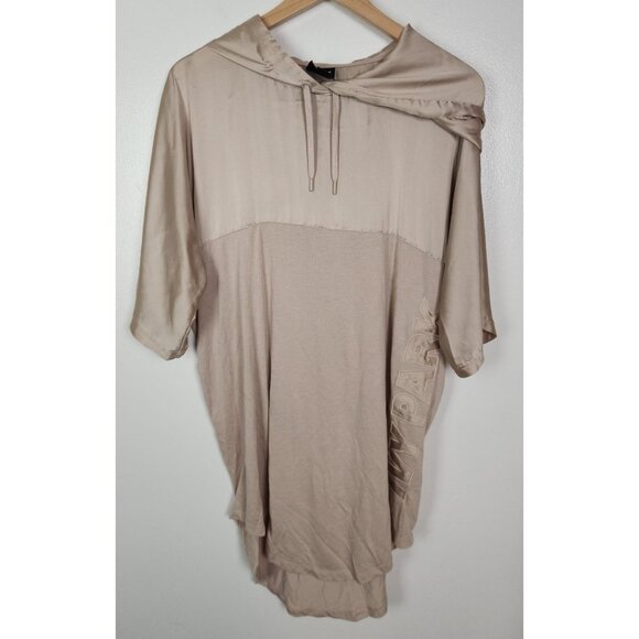 Ivy Park Women's Sz. S Hooded Taupe Short Sleeve Logo Tunic Dress Top - Picture 1 of 6
